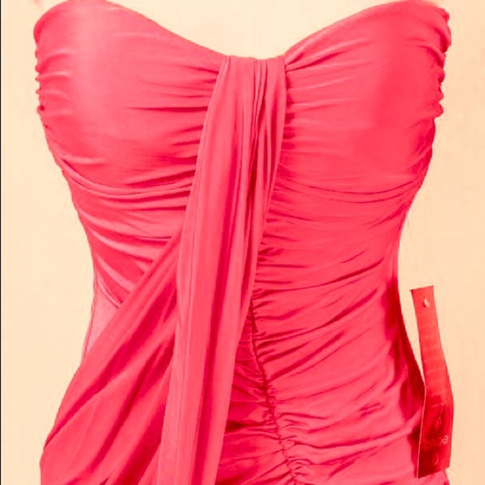 NWT BEBE Mazzy underdrape dress small pink